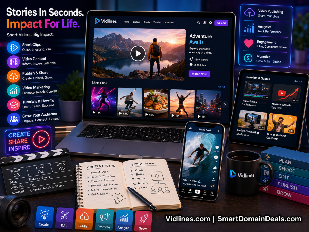 Vidlines.com – A Brandable Domain for Video Content, Short Clips and Digital Media